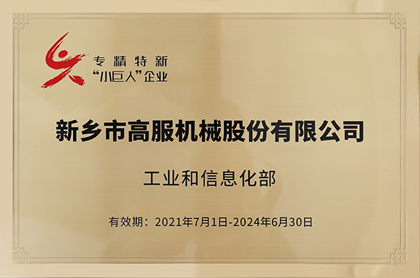 2020年，入选“国家级专精特新小巨人”企业